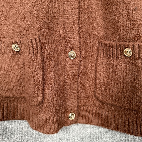 Talbots Size Large Cardigan Sweater Burnt Orange Buttons Cotton Wool Nylon Blend - Picture 4 of 8